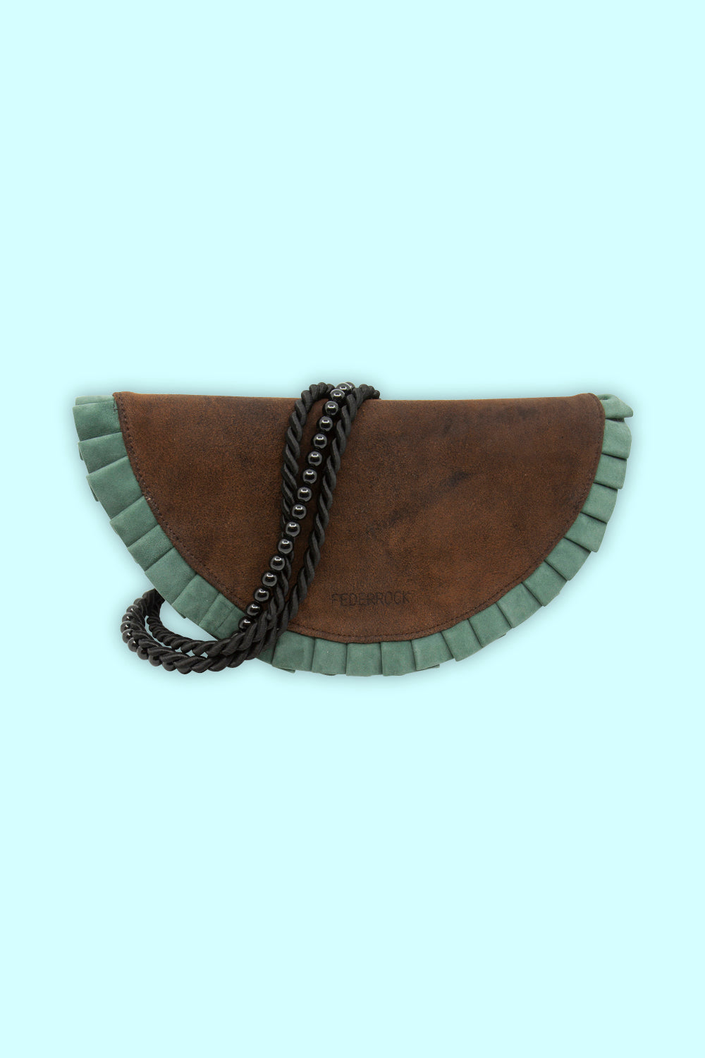 Produktbild CrossBody Bag in coco mit petrol farbenen Rüschen von FederRock