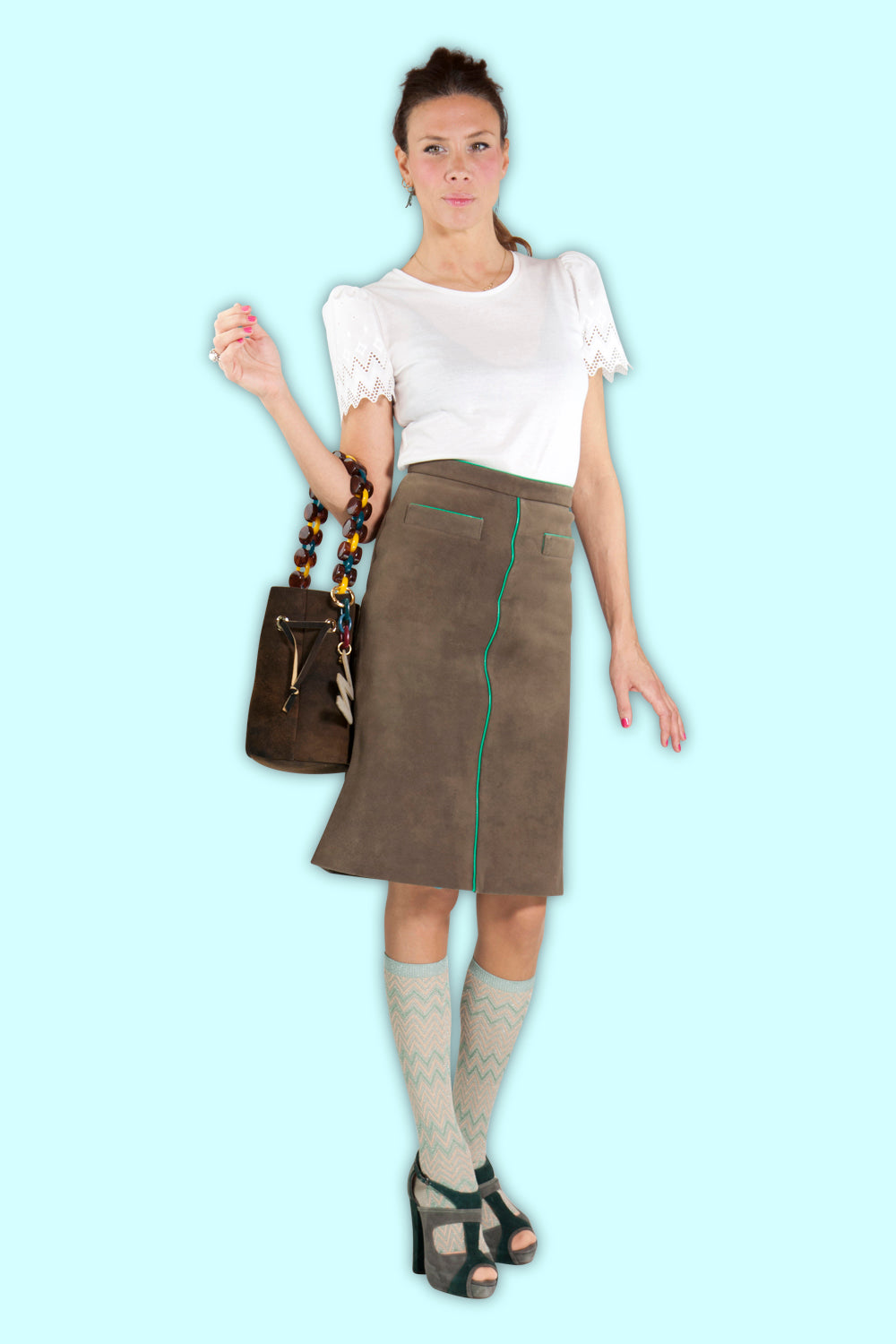 Produktbild Klassischer Hirschlederrock mit Kontrastfarbe von FederRock